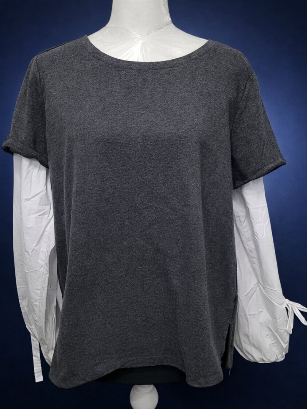 Two by Vince Camuto Long Sleeve Knit Top with Cotton Sleeve